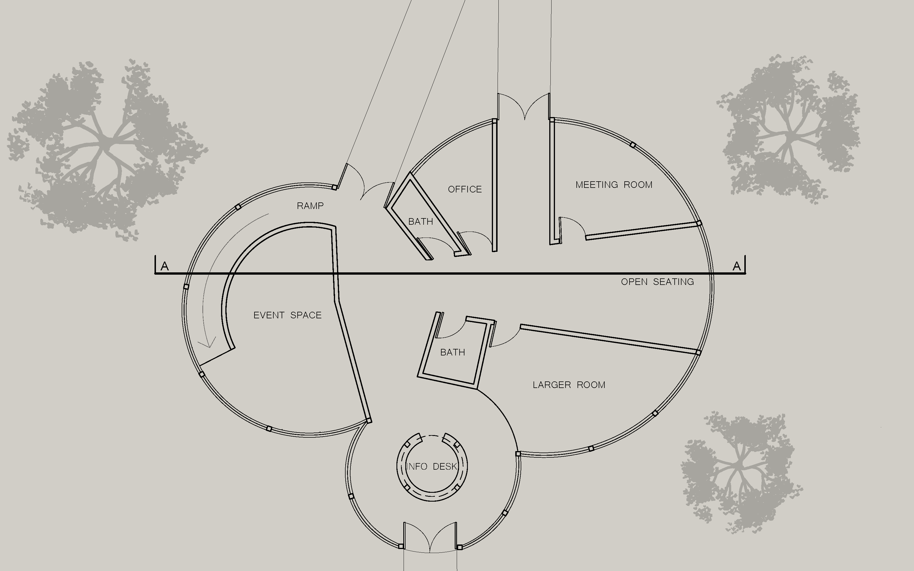 1.1 – Visitors Center Floor Plan (With Trees) 1.1 – Visitors Center Floor Plan (With Trees)